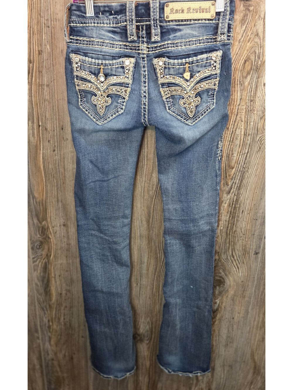 Rock Revival "Ligeia" Boot Cut Denim Blue Jeans Wmn Sz 24 (26x33) western biker